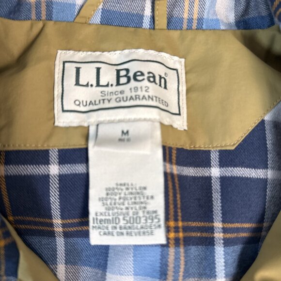 LL Bean Men's Warm-Up Jacket Flannel-Lined Nylon Full Zip Med 500395 Brown - Picture 3 of 10